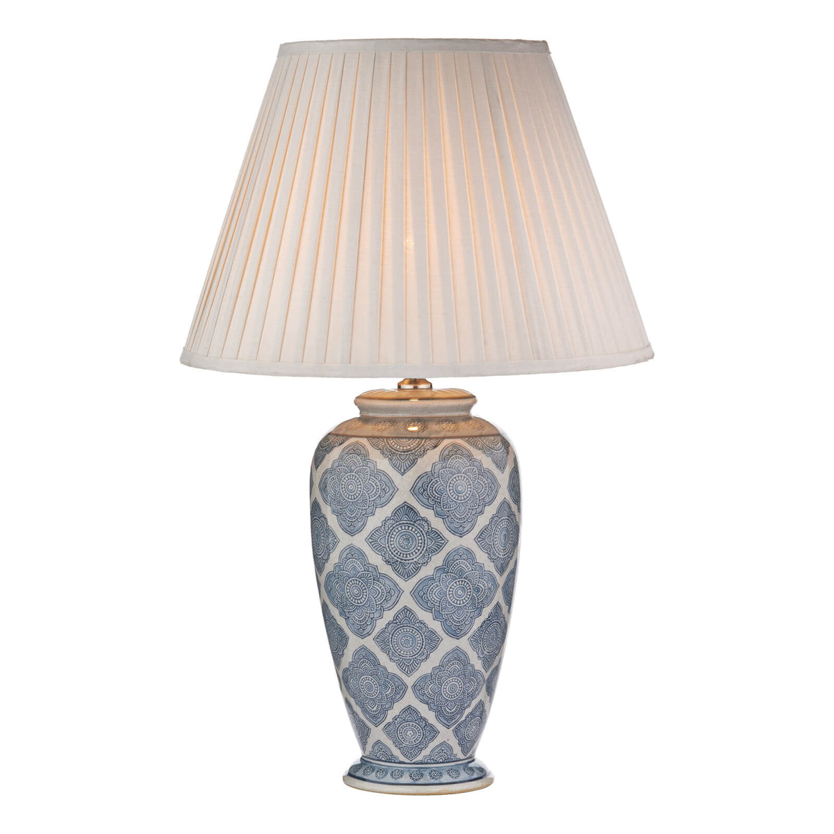 Ely Table Lamp Blue/White With Shade E27