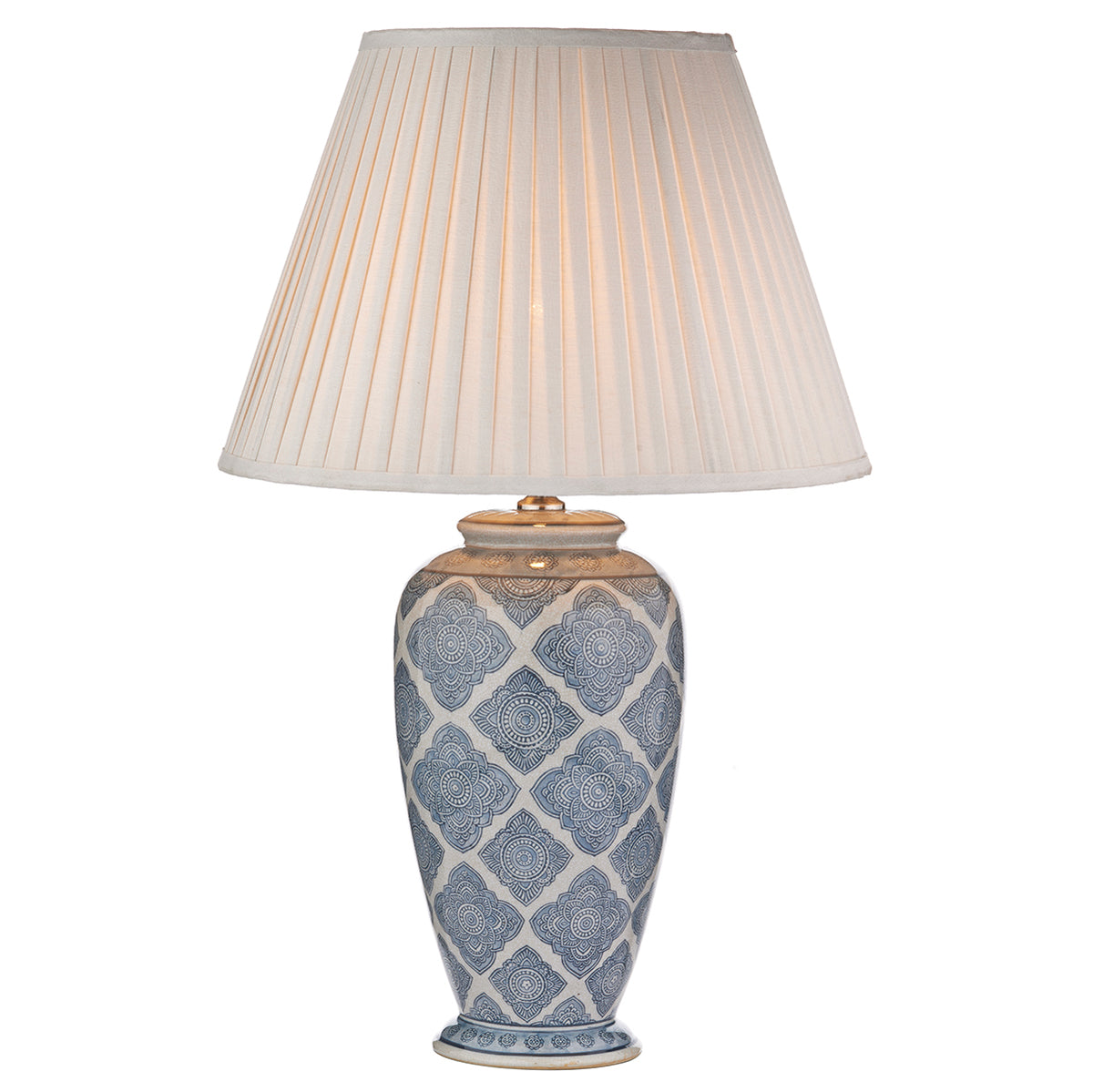 Ely Table Lamp Blue/White With Shade