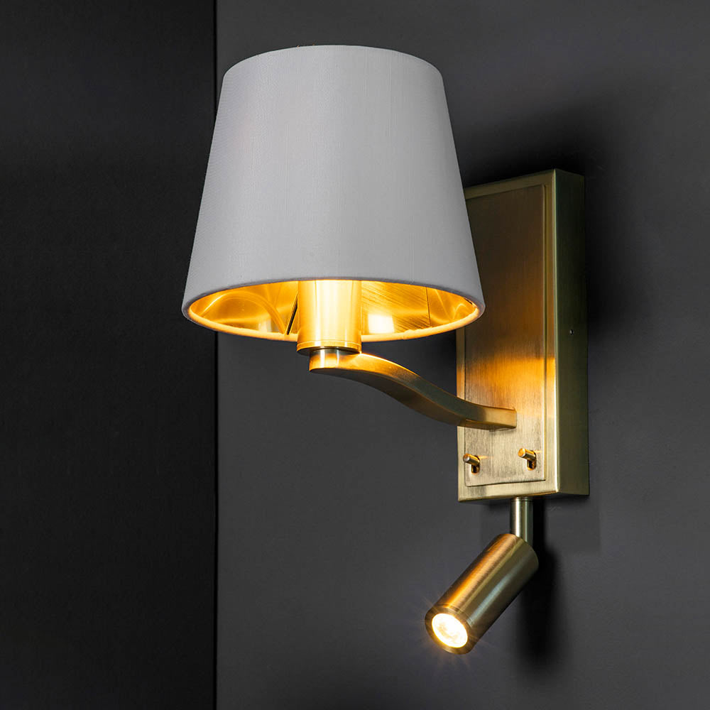 Shelbourne 1Lt Wall & Spot - Bright Nickel/Satin Gold E14+LED