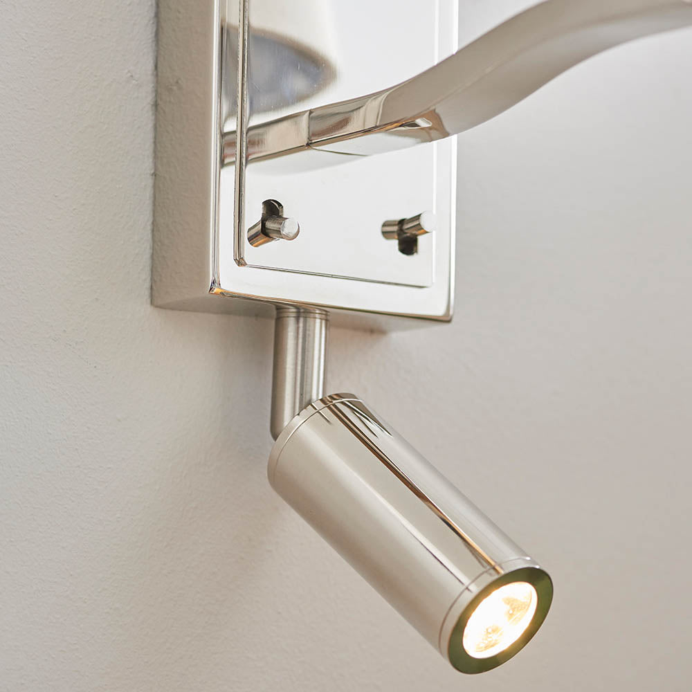 Shelbourne 1Lt Wall & Spot - Bright Nickel/Satin Gold E14+LED