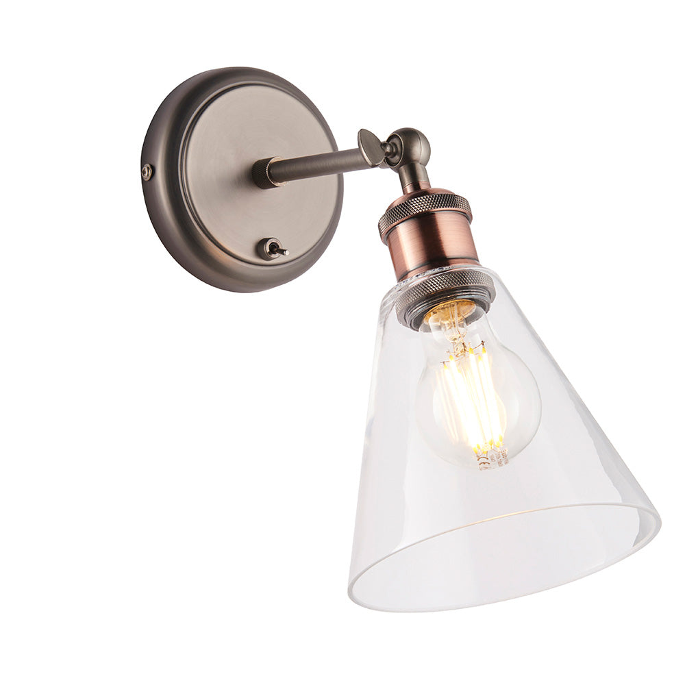 Niche Wall Light - Aged Pewter/Clear Glass E27