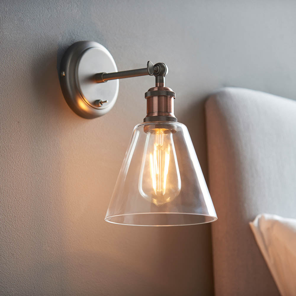 Niche Wall Light - Aged Pewter/Clear Glass E27