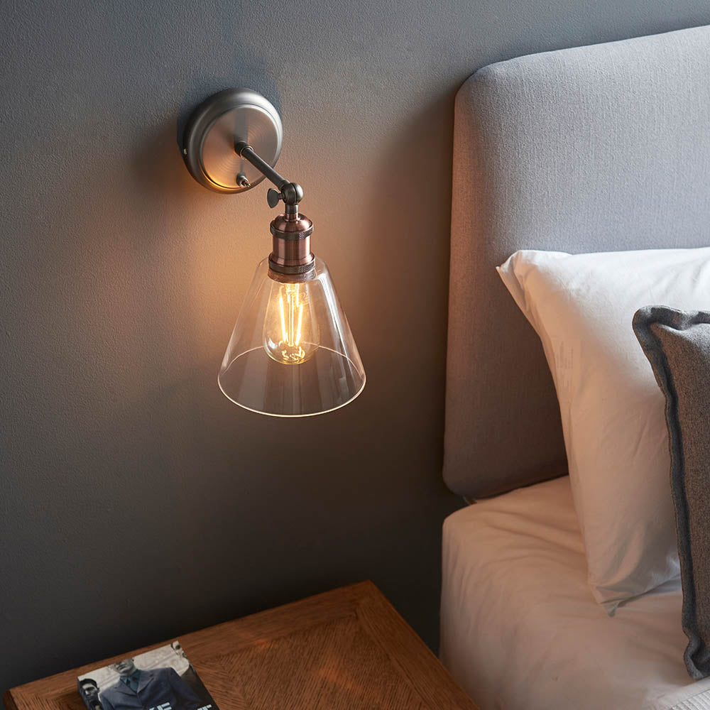 Niche Wall Light - Aged Pewter/Clear Glass E27