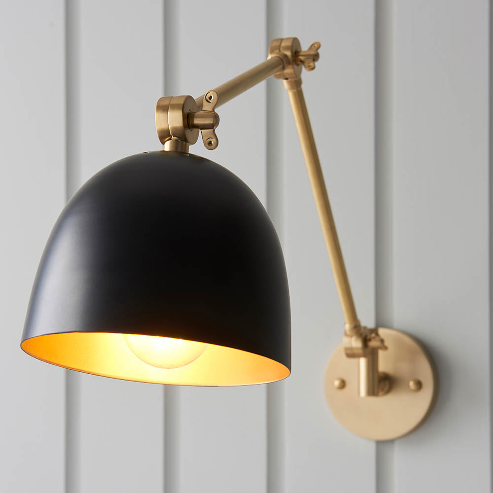 Focus Swing Arm Wall - Antique Brass/Polished Nickel E27