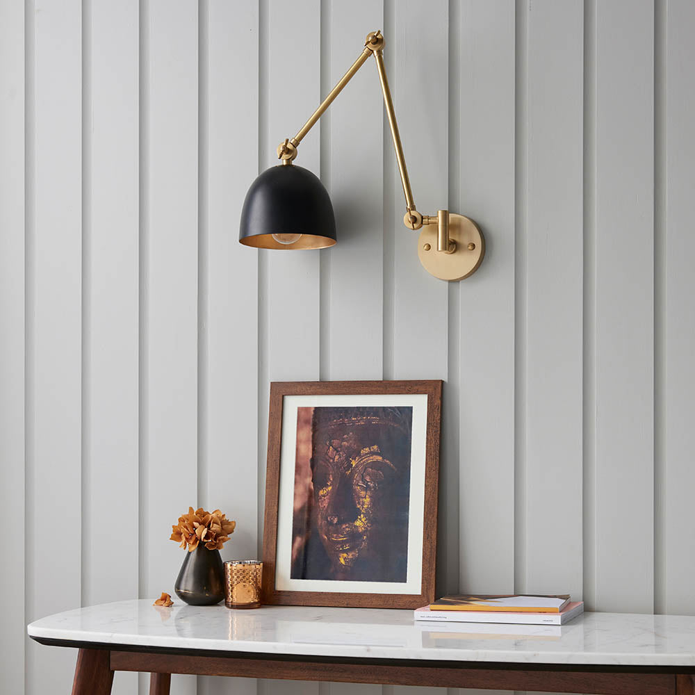 Focus Swing Arm Wall - Antique Brass/Polished Nickel E27