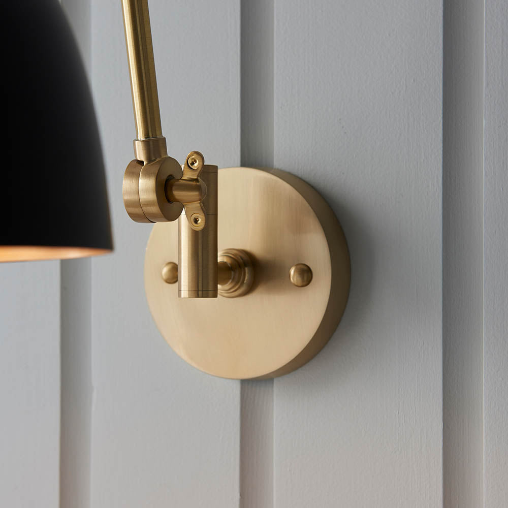 Focus Swing Arm Wall - Antique Brass/Polished Nickel E27