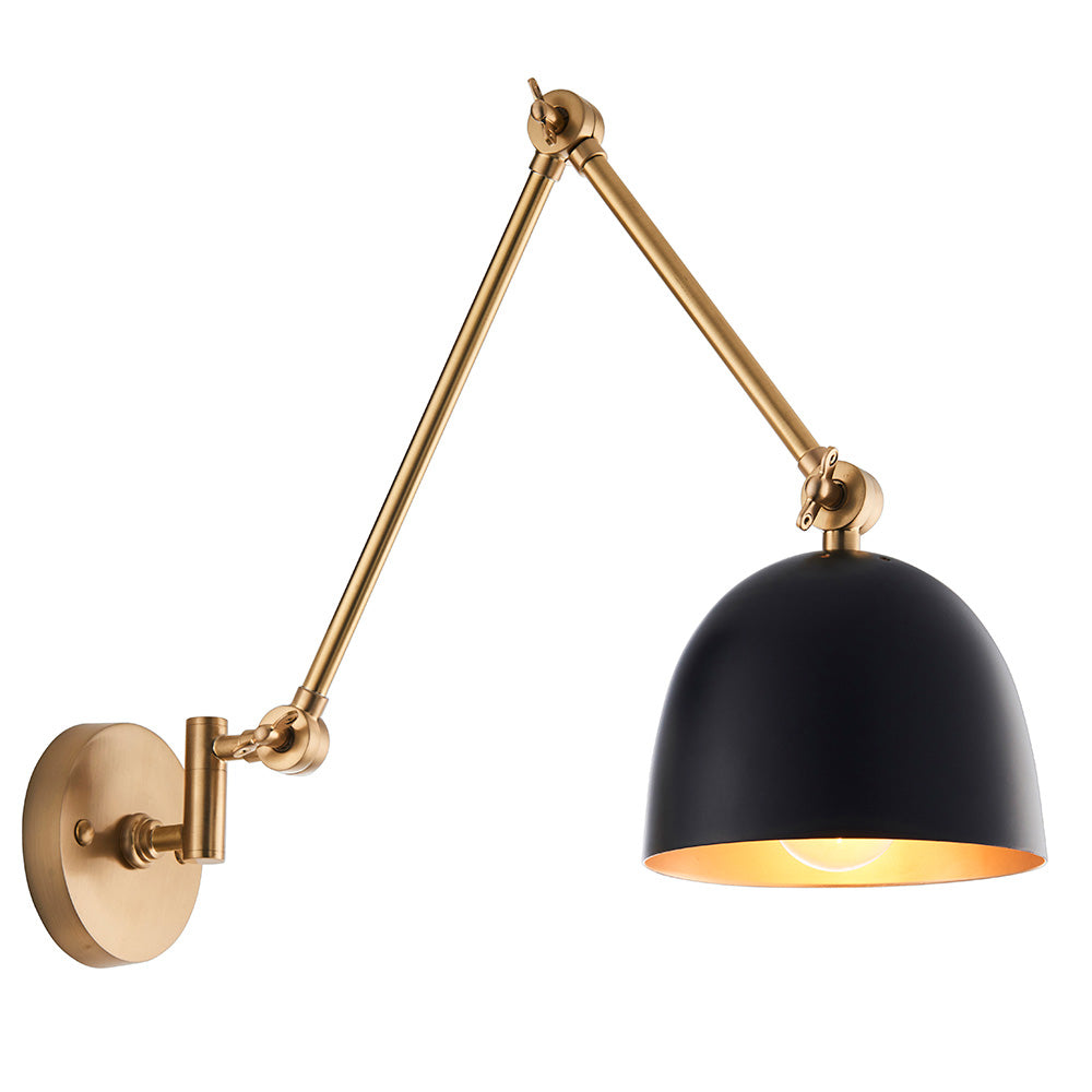 Focus Swing Arm Wall - Antique Brass/Polished Nickel E27