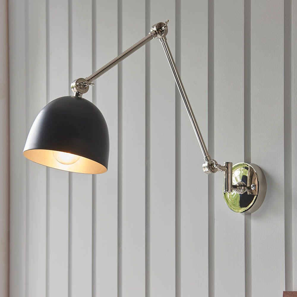 Focus Swing Arm Wall - Antique Brass/Polished Nickel E27