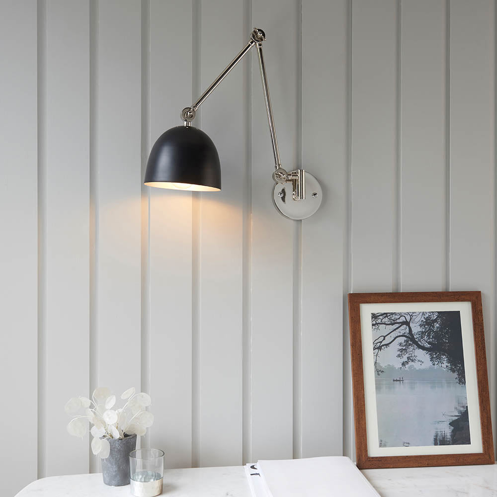 Focus Swing Arm Wall - Antique Brass/Polished Nickel E27
