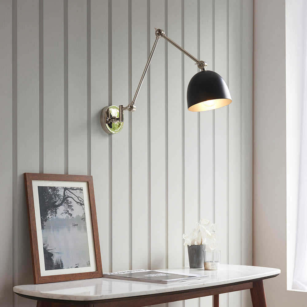 Focus Swing Arm Wall - Antique Brass/Polished Nickel E27