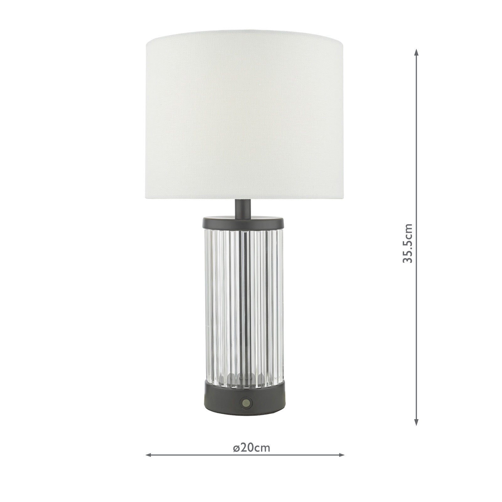 Enrico Rechargeable Table Lamp Polished Nickel/Satin Black and Glass With Shade Integrated LED