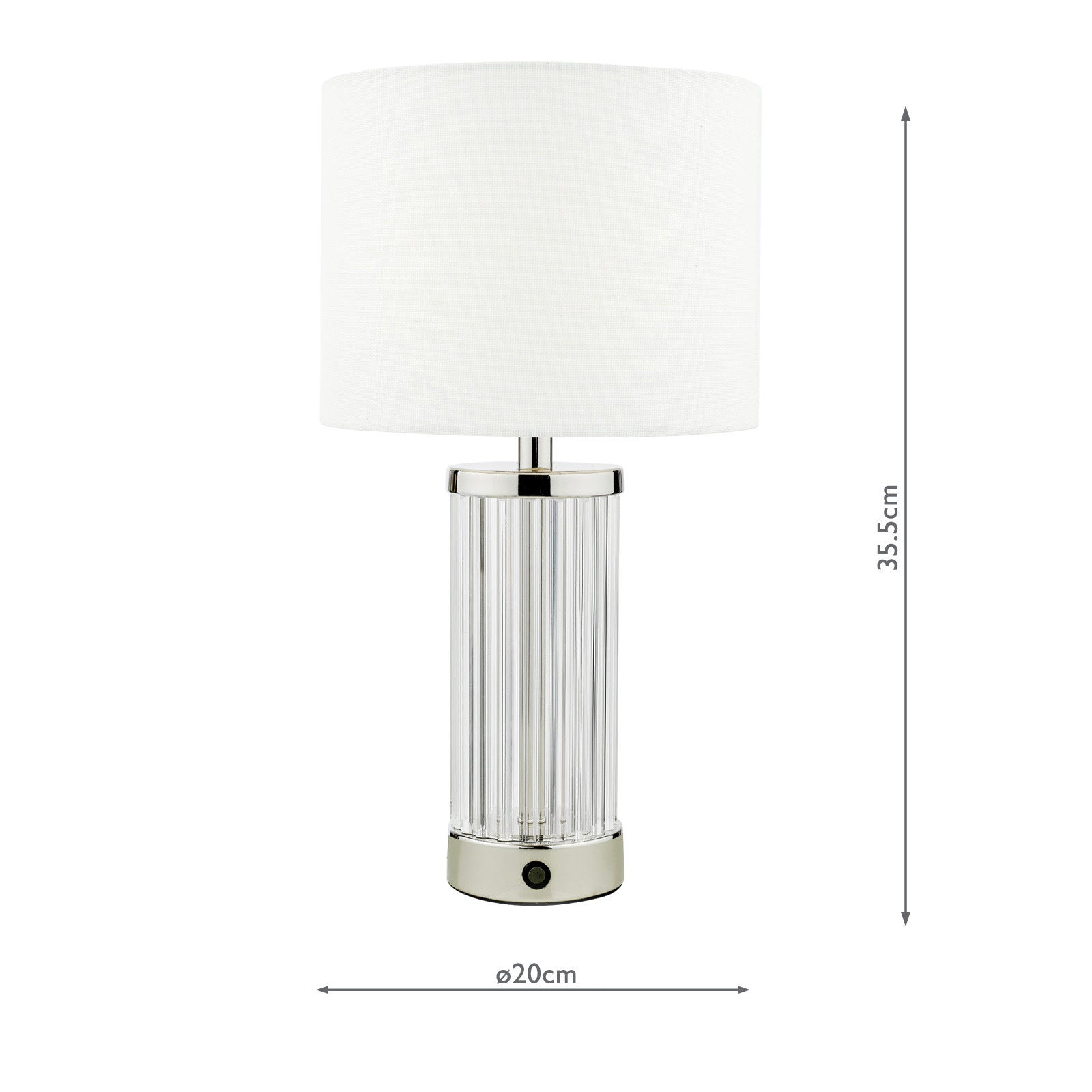 Enrico Rechargeable Table Lamp Polished Nickel/Satin Black and Glass With Shade Integrated LED