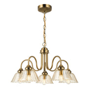 Erika 5 Light Ceiling Light-  Antique Bronze and Amber Glass
