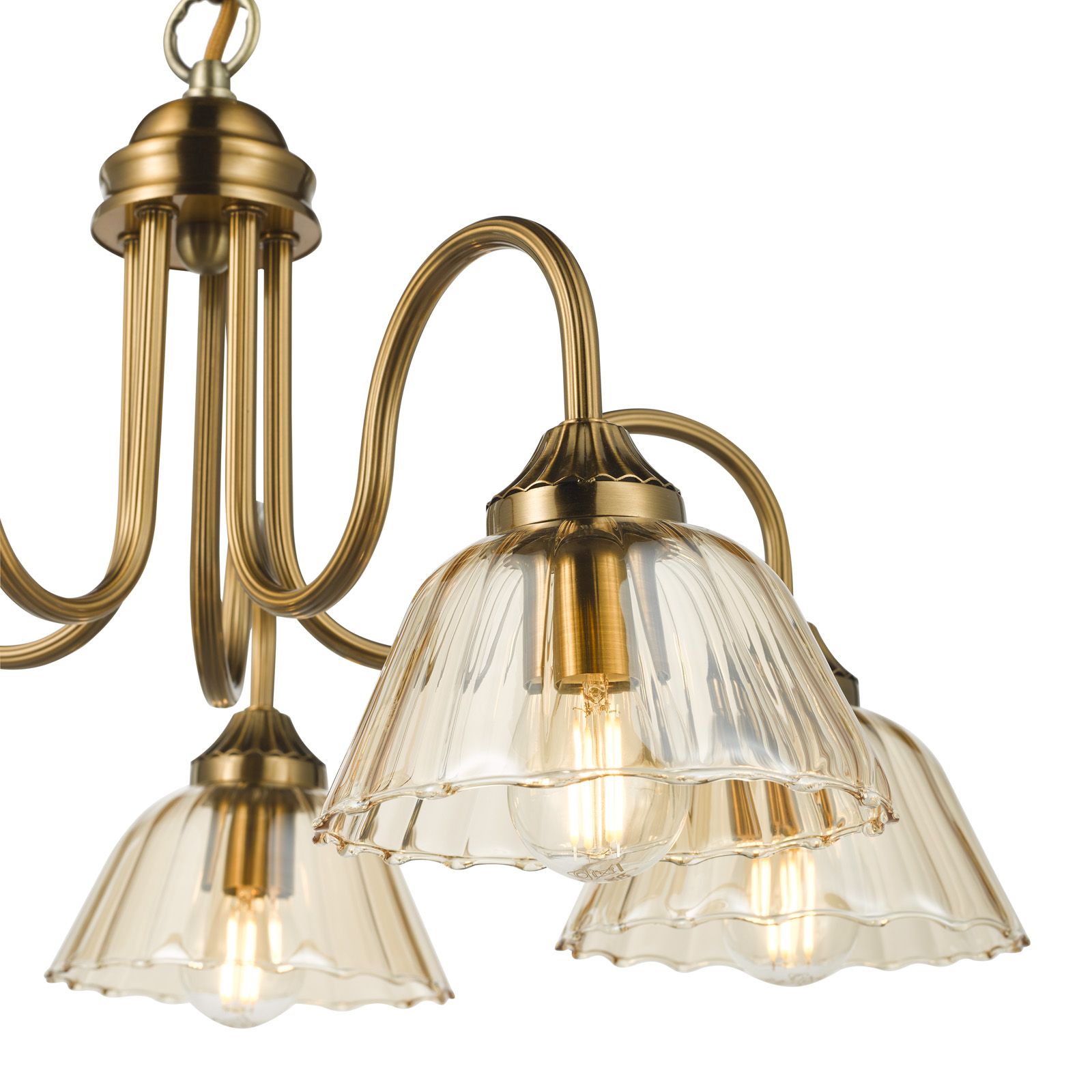 Erika 5 Light Ceiling Light-  Antique Bronze and Amber Glass
