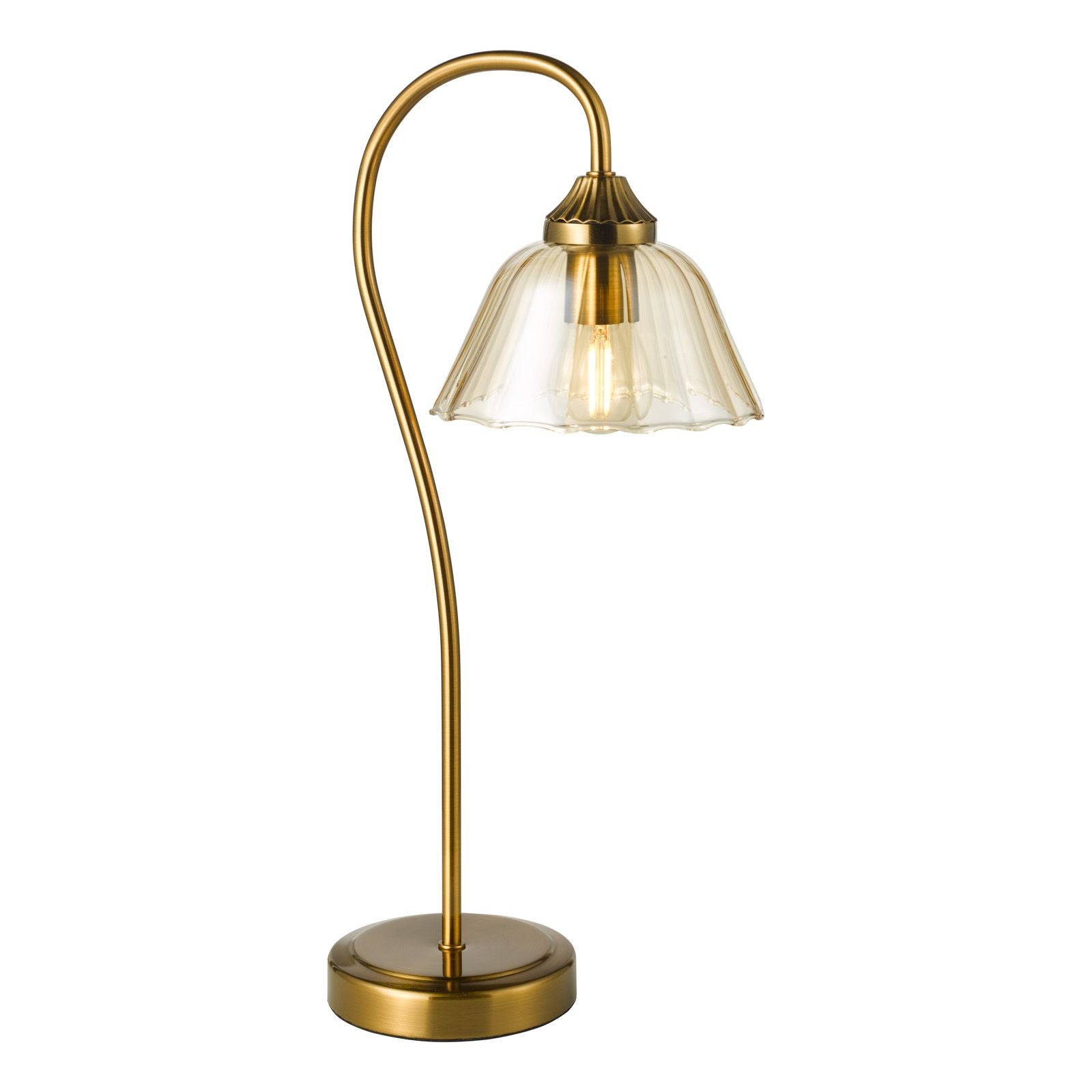 Erika Table Lamp-  Antique Bronze and Amber Glass