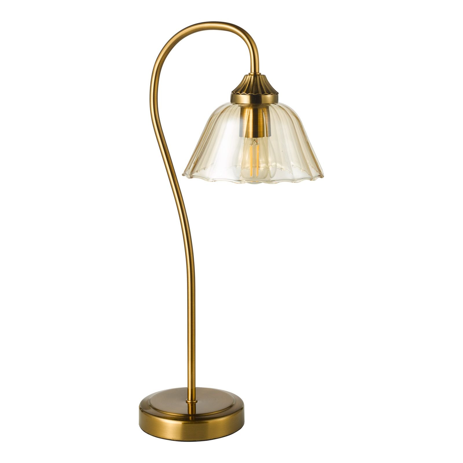 Erika Table Lamp-  Antique Bronze and Amber Glass
