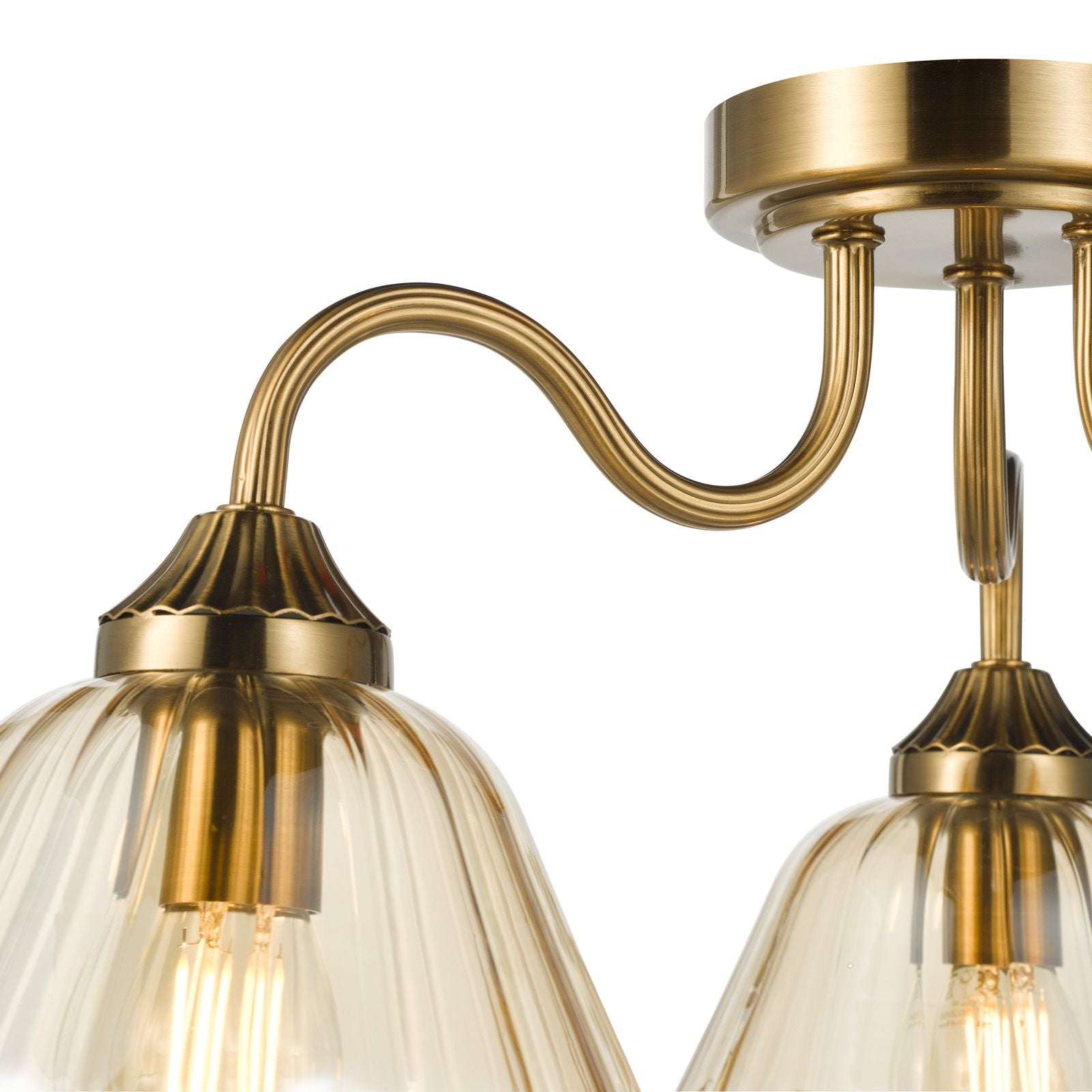 Erika 3 Lt Semi Flush Light-  Antique Bronze and Amber Glass