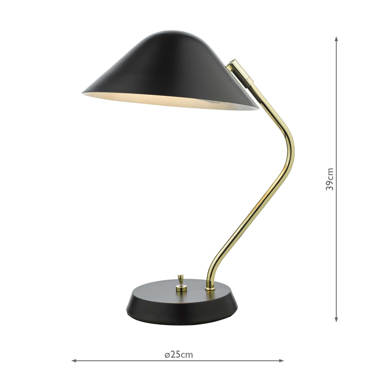 Erna Task Table Lamp Polished Brass Satin Black E14