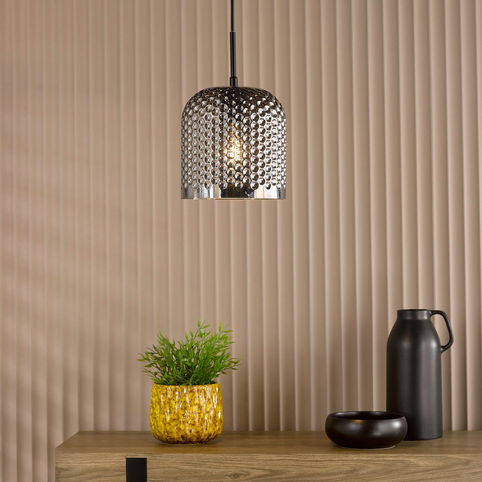 Esila Pendant Light-  Matt Black and Smoked Glass