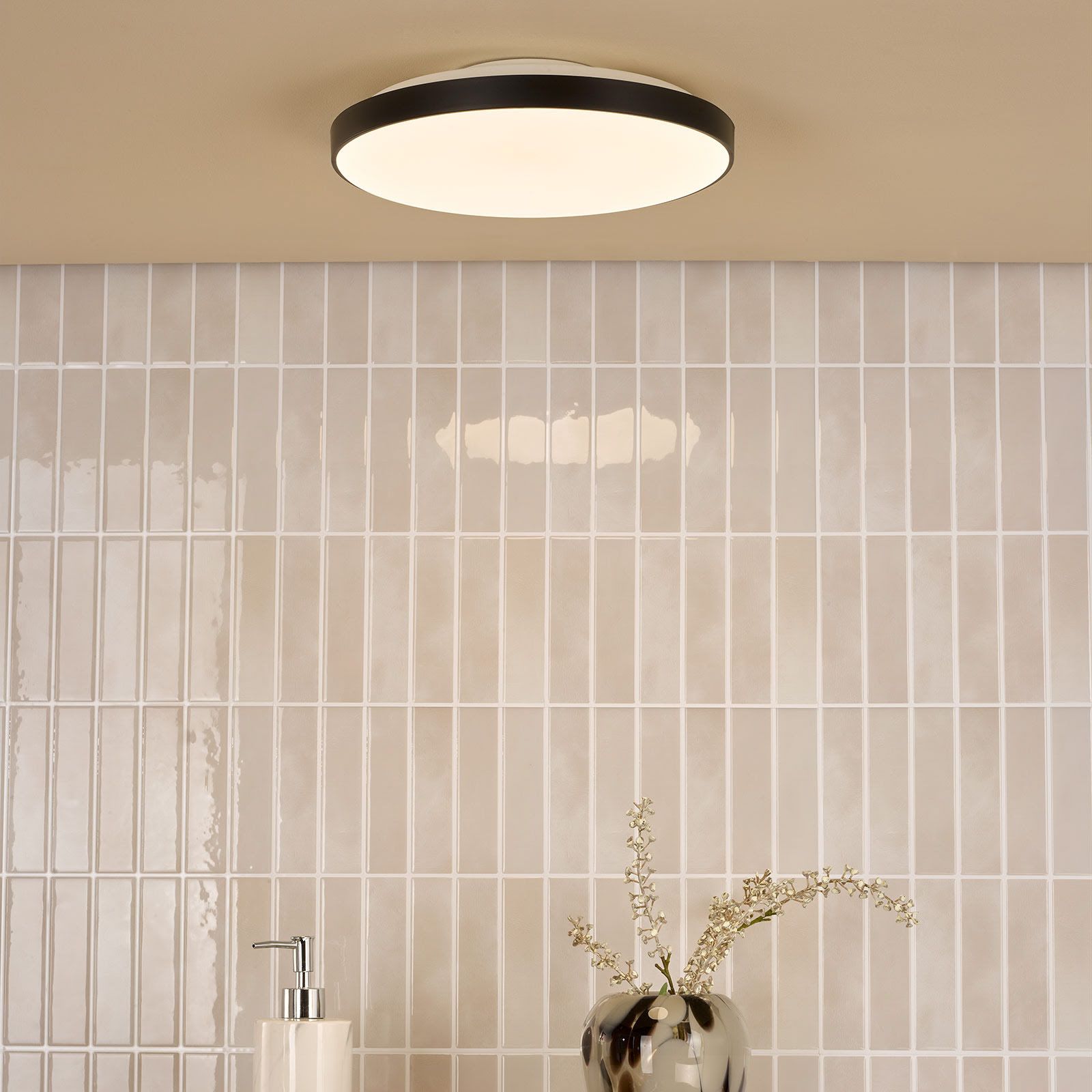 Essien IP44 LED Flush Light- White/ Black Finishes