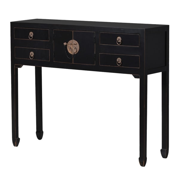 Shanxi Black 2 Door 4 Drawer Console Table