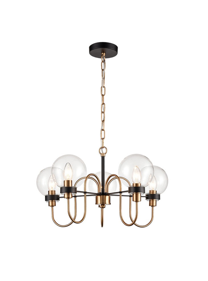 Equin 5/8Lt Chandelier Ceiling Light- Black & Gold Finish