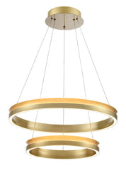 Eternity 600mm/800mm Satin Brass LED Pendant/ Double Tiered