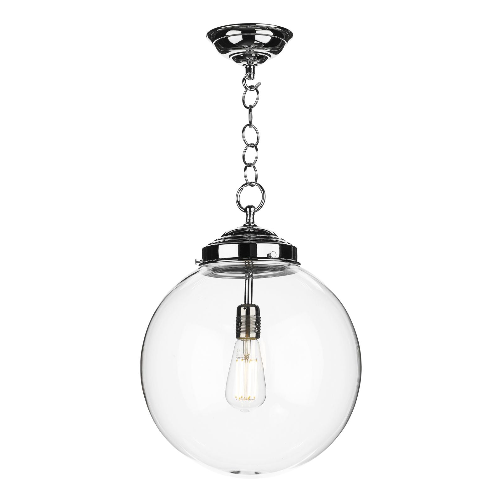 Fairfax Large single Pendant Antique Brass/chrome with opal/clear glass