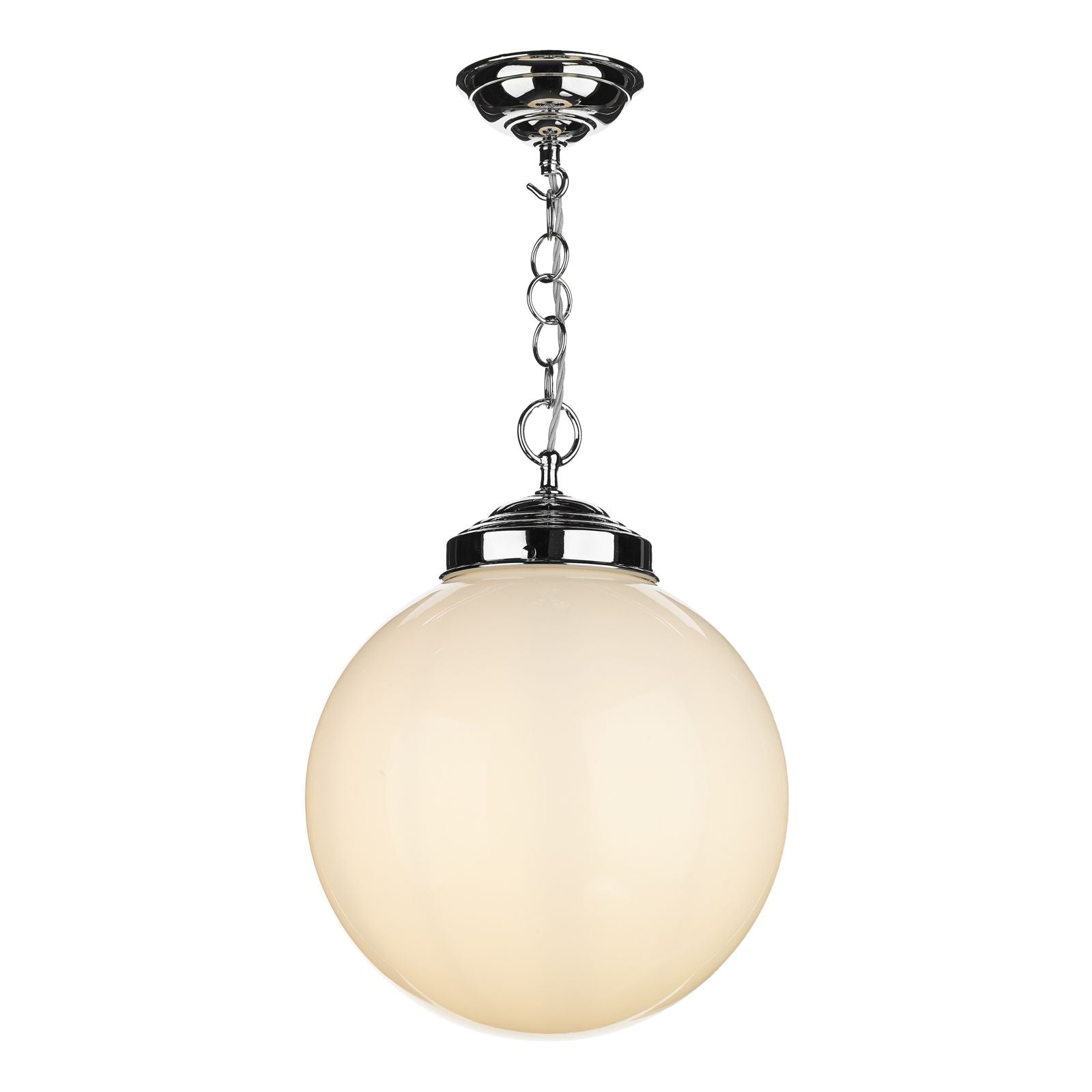 Fairfax Large single Pendant Antique Brass/chrome with opal/clear glass
