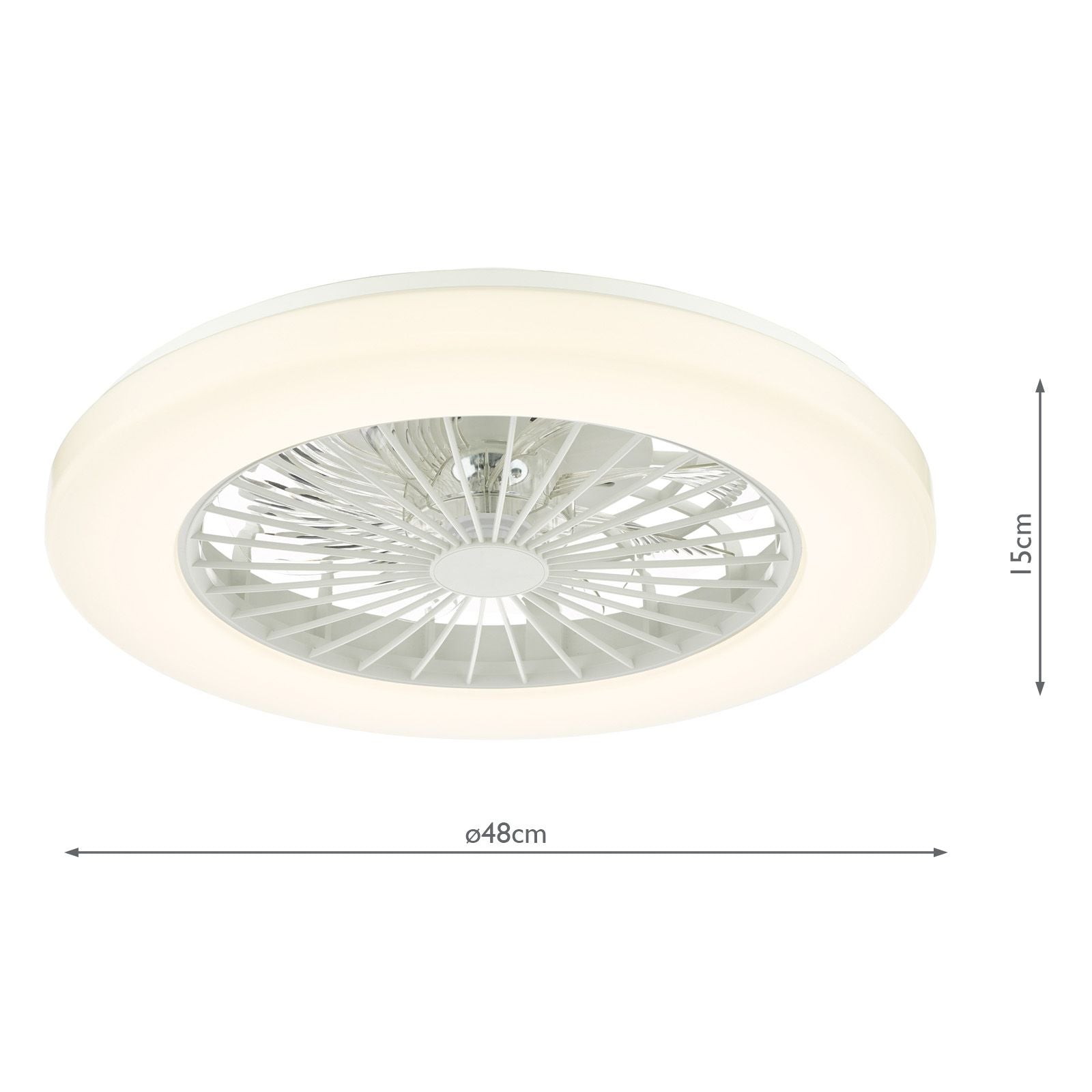 LED Ceiling Fan Flush White Fitting Only