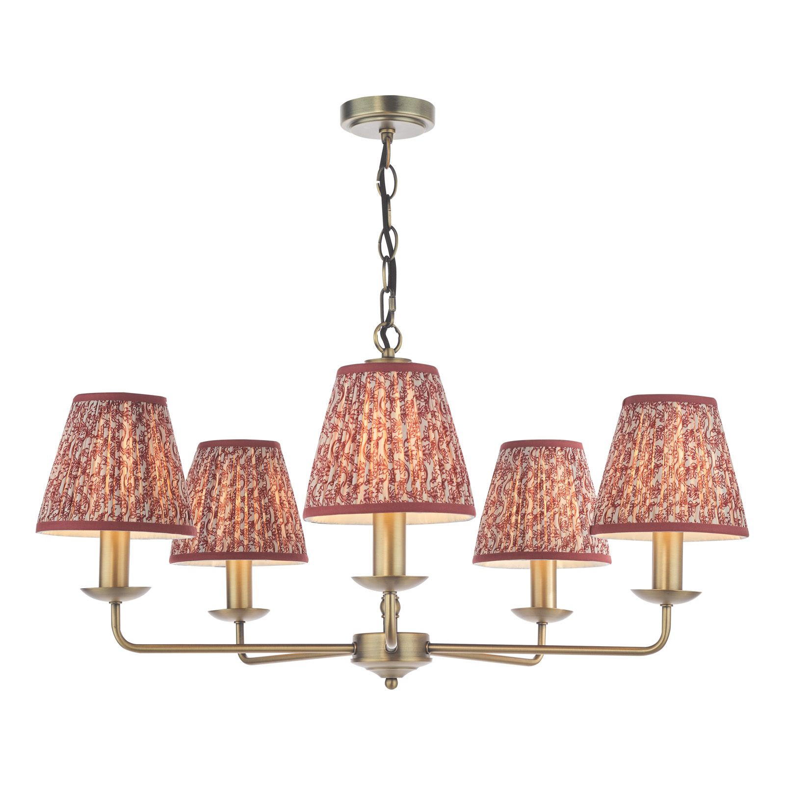 Favian 5 Lt Ceiling Light-  Matt Bronze With Red/ Green Shades