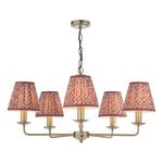 Favian 5 Lt Ceiling Light-  Matt Bronze With Red/ Green Shades