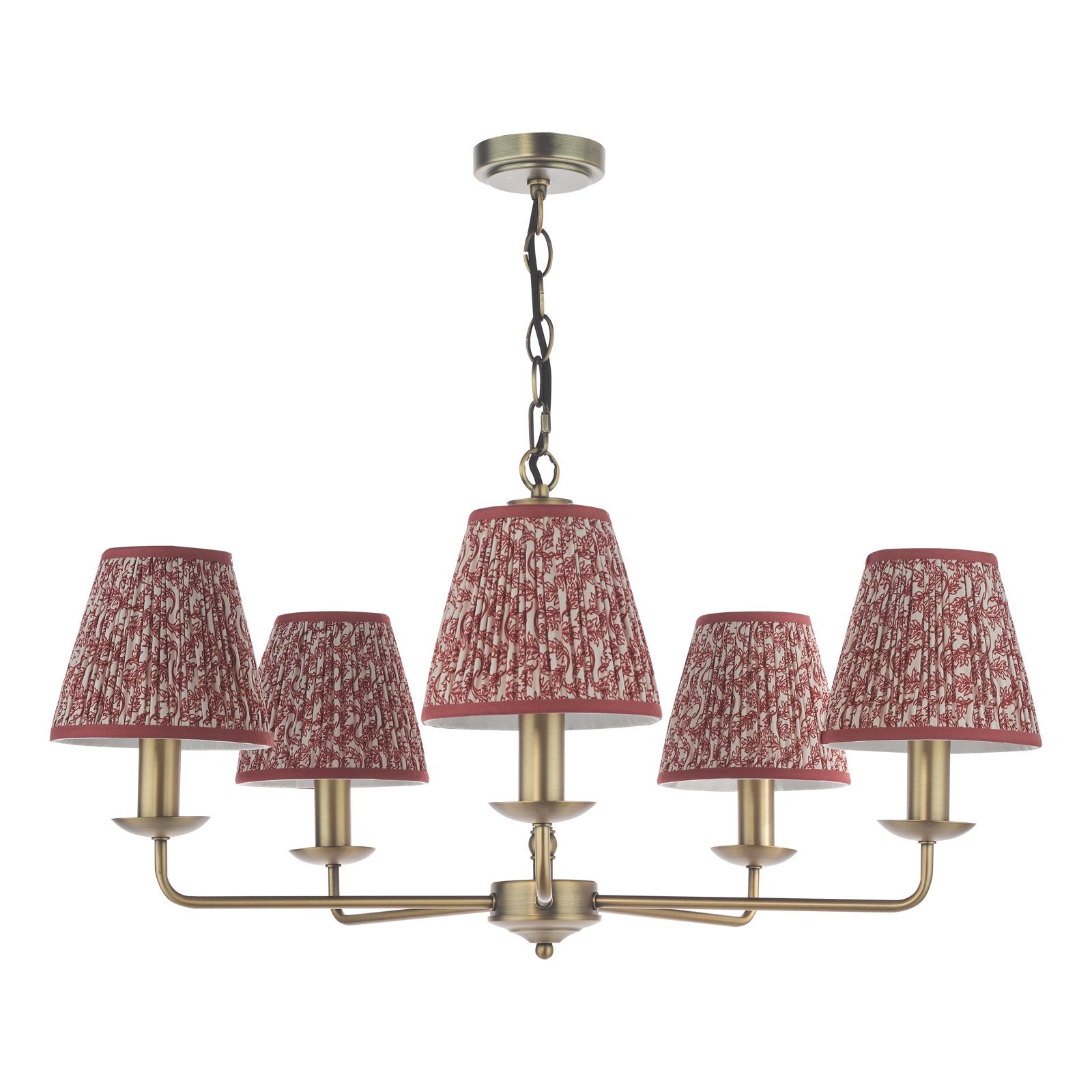 Favian 5 Lt Ceiling Light-  Matt Bronze With Red/ Green Shades