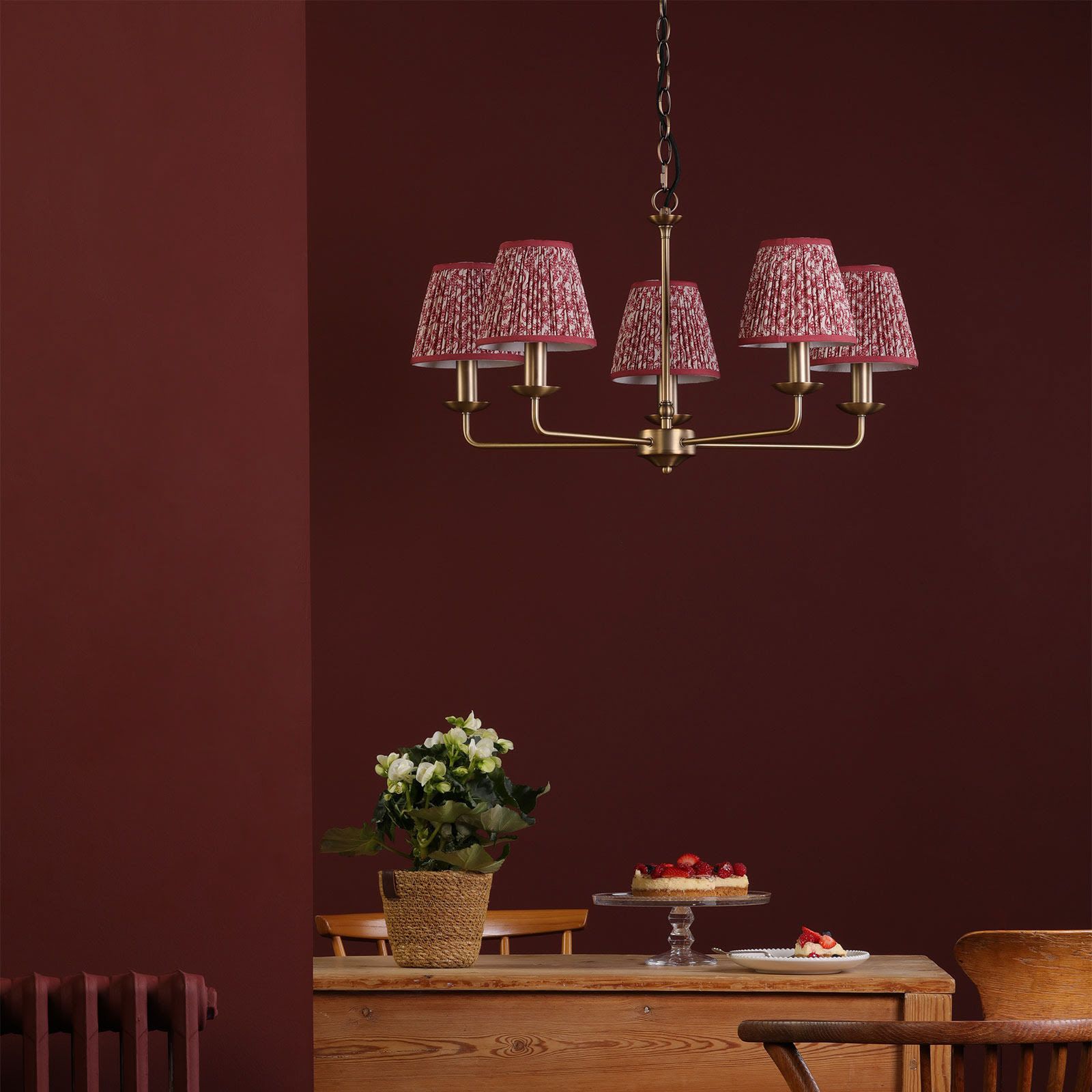 Favian 5 Lt Ceiling Light-  Matt Bronze With Red/ Green Shades