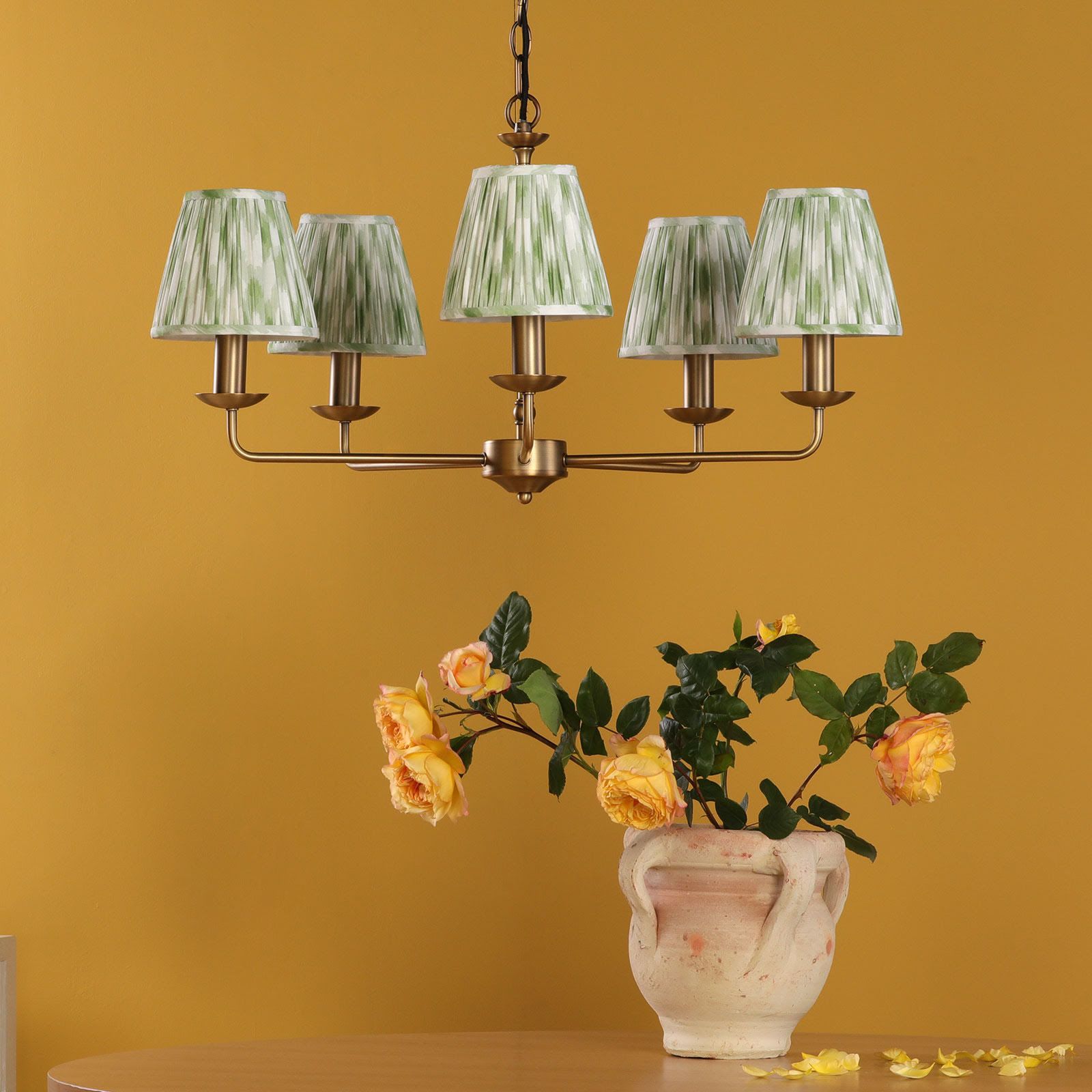 Favian 5 Lt Ceiling Light-  Matt Bronze With Red/ Green Shades