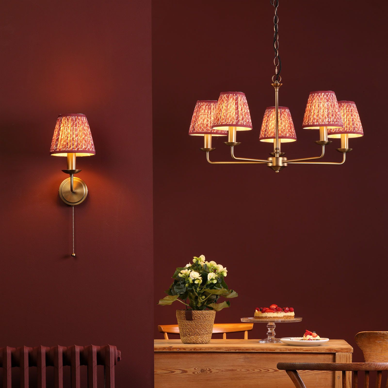 Favian Wall Light- Matt Bronze With  Red/ Green Shades