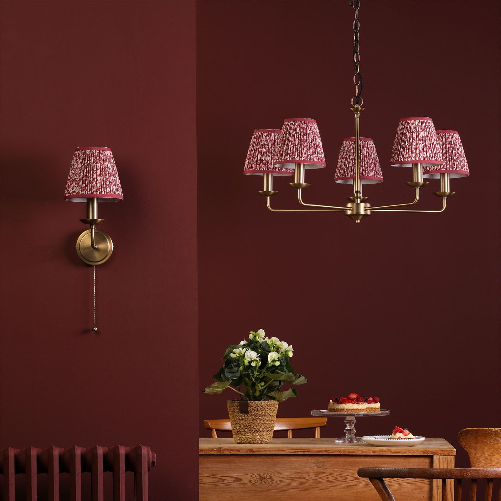 Favian Wall Light- Matt Bronze With  Red/ Green Shades