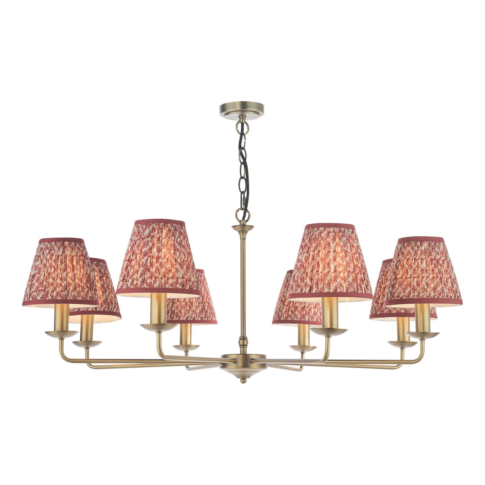 Favian 8 Lt Ceiling Light- Matt Bronze with Red/ Green Shades