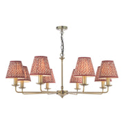 Favian 8 Lt Ceiling Light- Matt Bronze with Red/ Green Shades