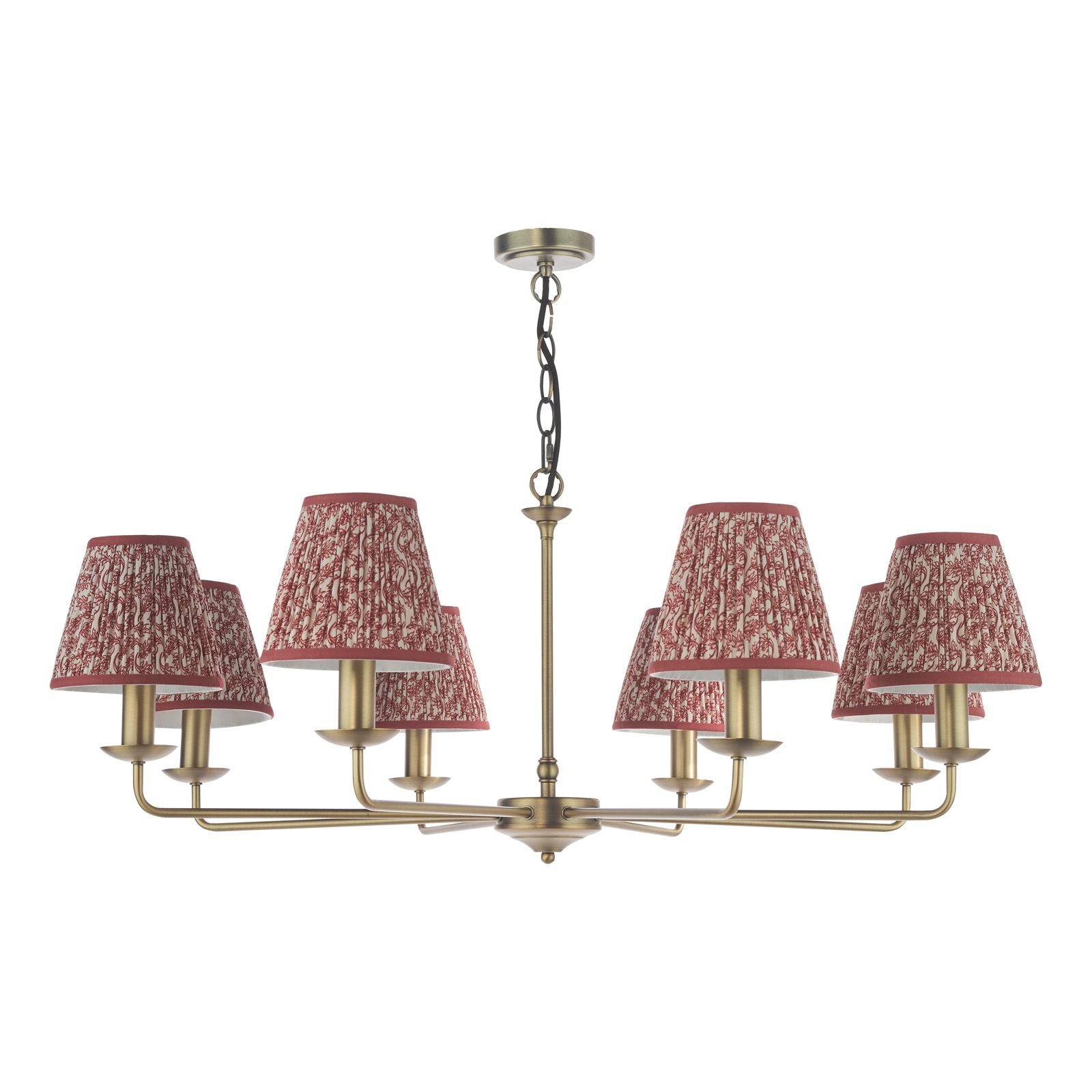 Favian 8 Lt Ceiling Light- Matt Bronze with Red/ Green Shades