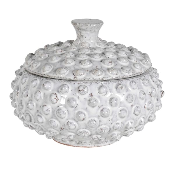 Off White Bobbles Ceramic Jar - Christmas Gift