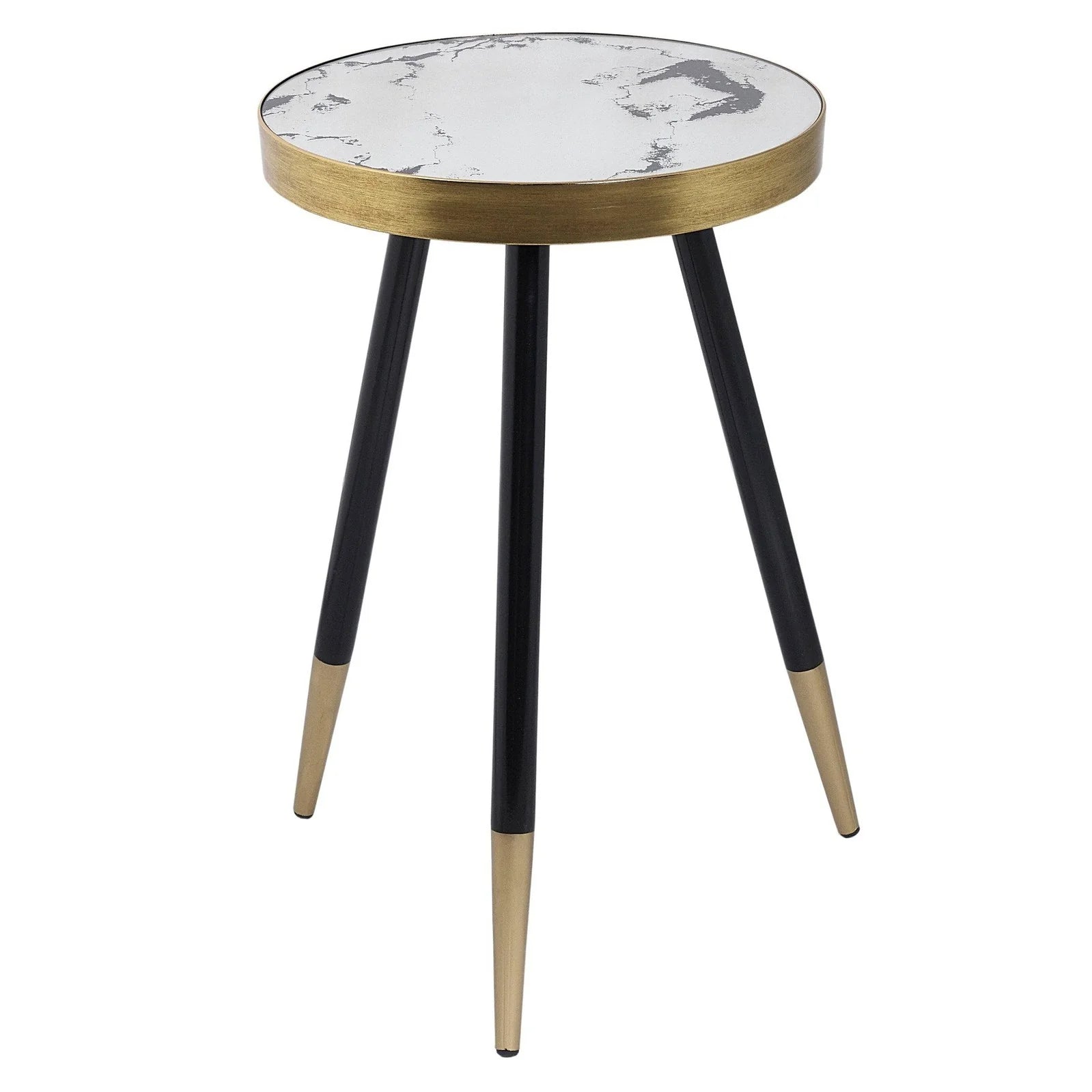 Vega Side Table - Patterned Top & Black with Gold Finish