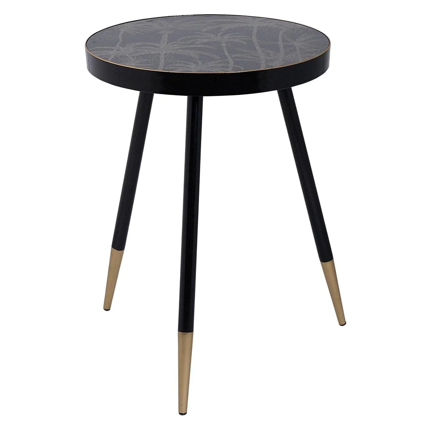 Palm Tree Side Table - Black & Gold Finish