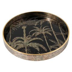 Mindy Brownes Palm Tree Tray - Gold & Black Finish