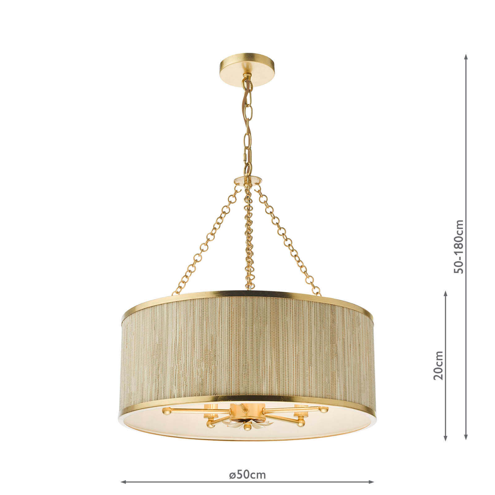 Fenella 5/8Lt Pendant Gold Leaf and Seagrass Shade