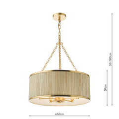 Fenella 5Lt Pendant Gold Leaf and Seagrass Shade - Promotional Offer