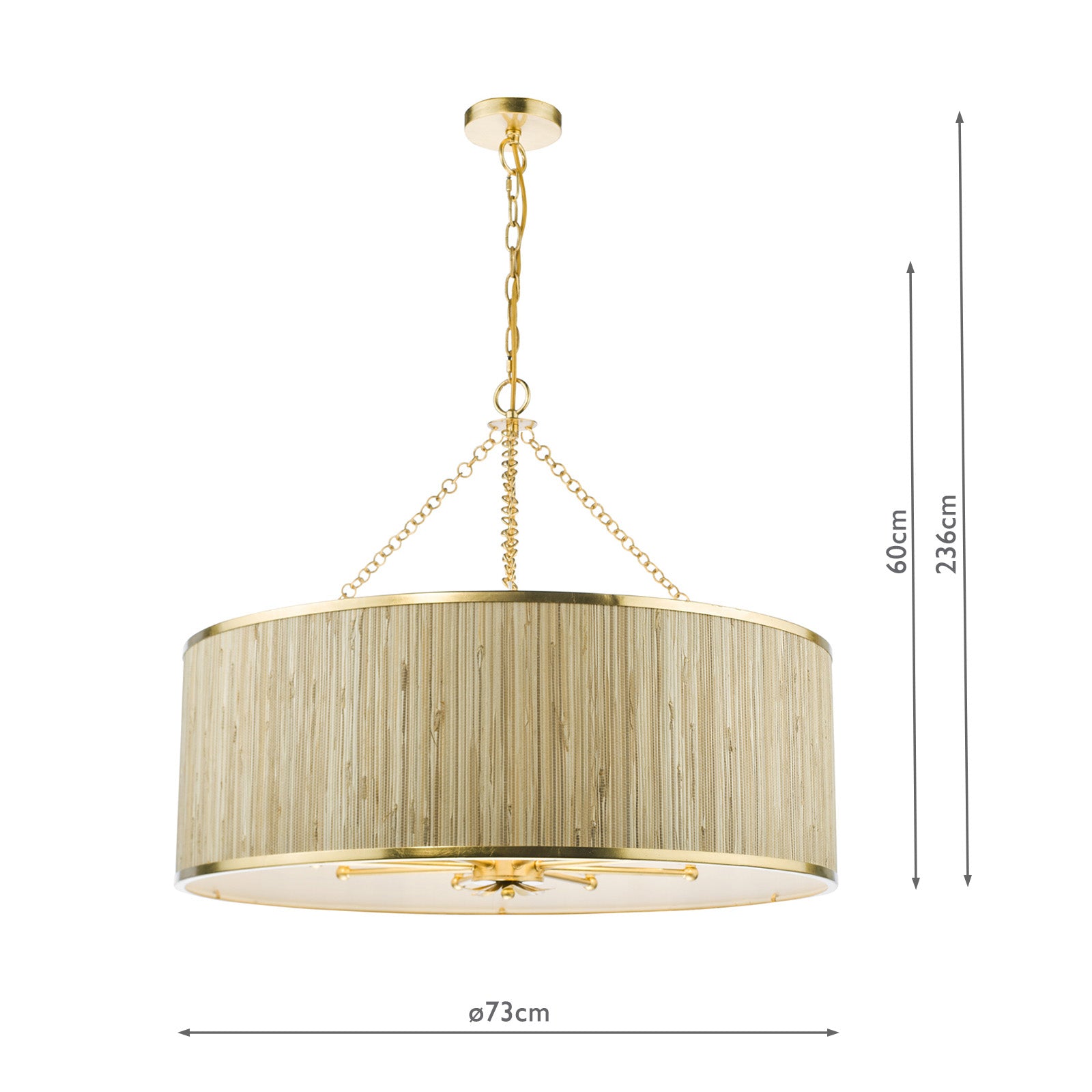 Fenella 5/8Lt Pendant Gold Leaf and Seagrass Shade