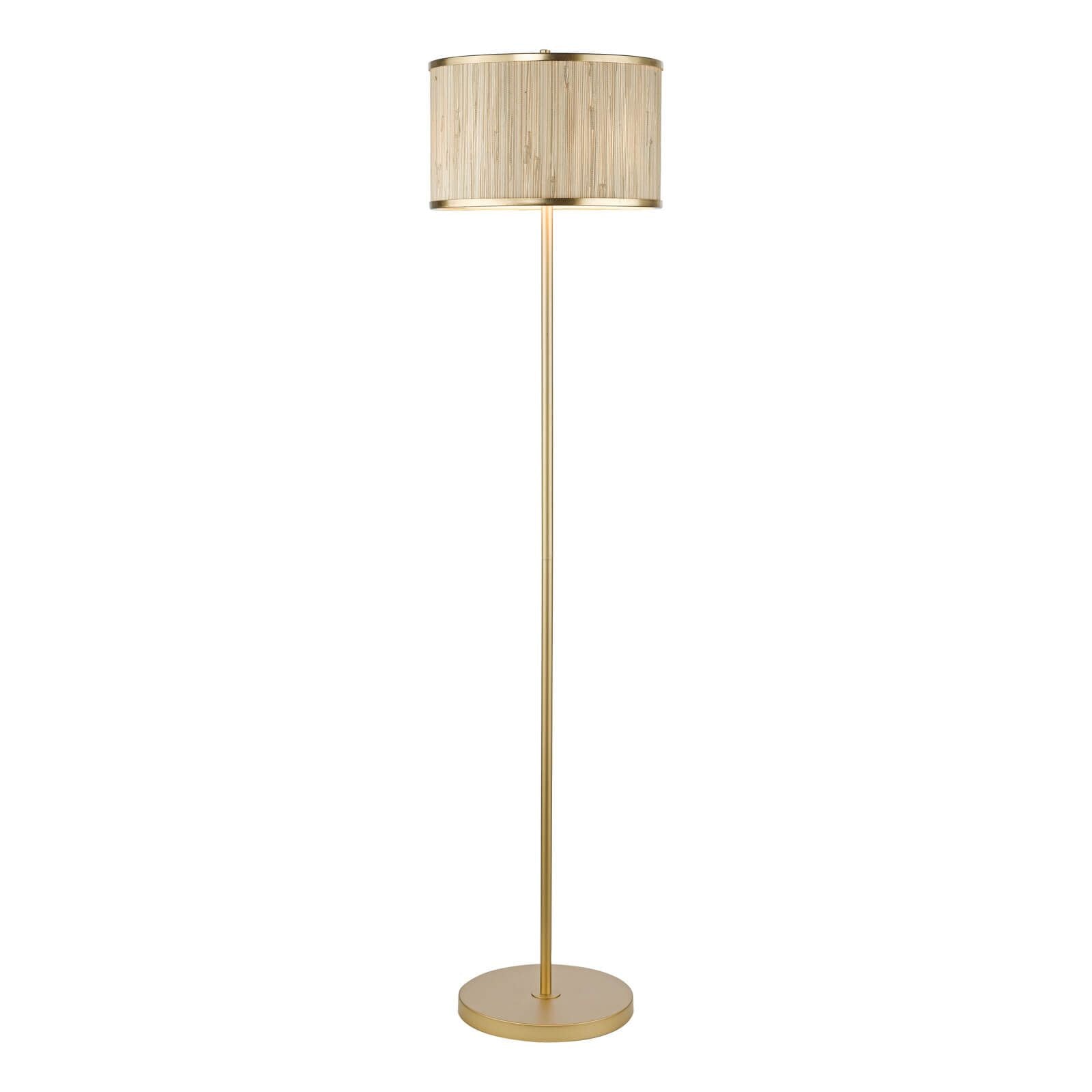 Fenella 3 Light Floor Lamp Gold Leaf and Seagrass E14