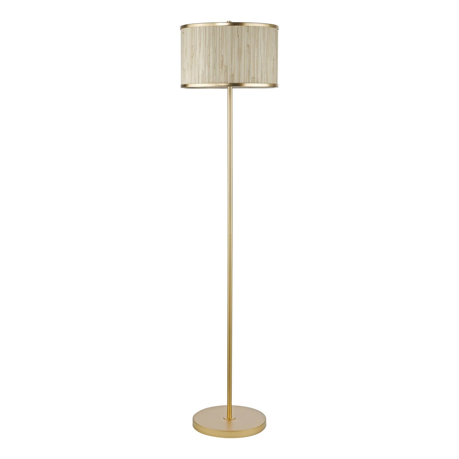Fenella 3 Light Floor Lamp Gold Leaf and Seagrass E14