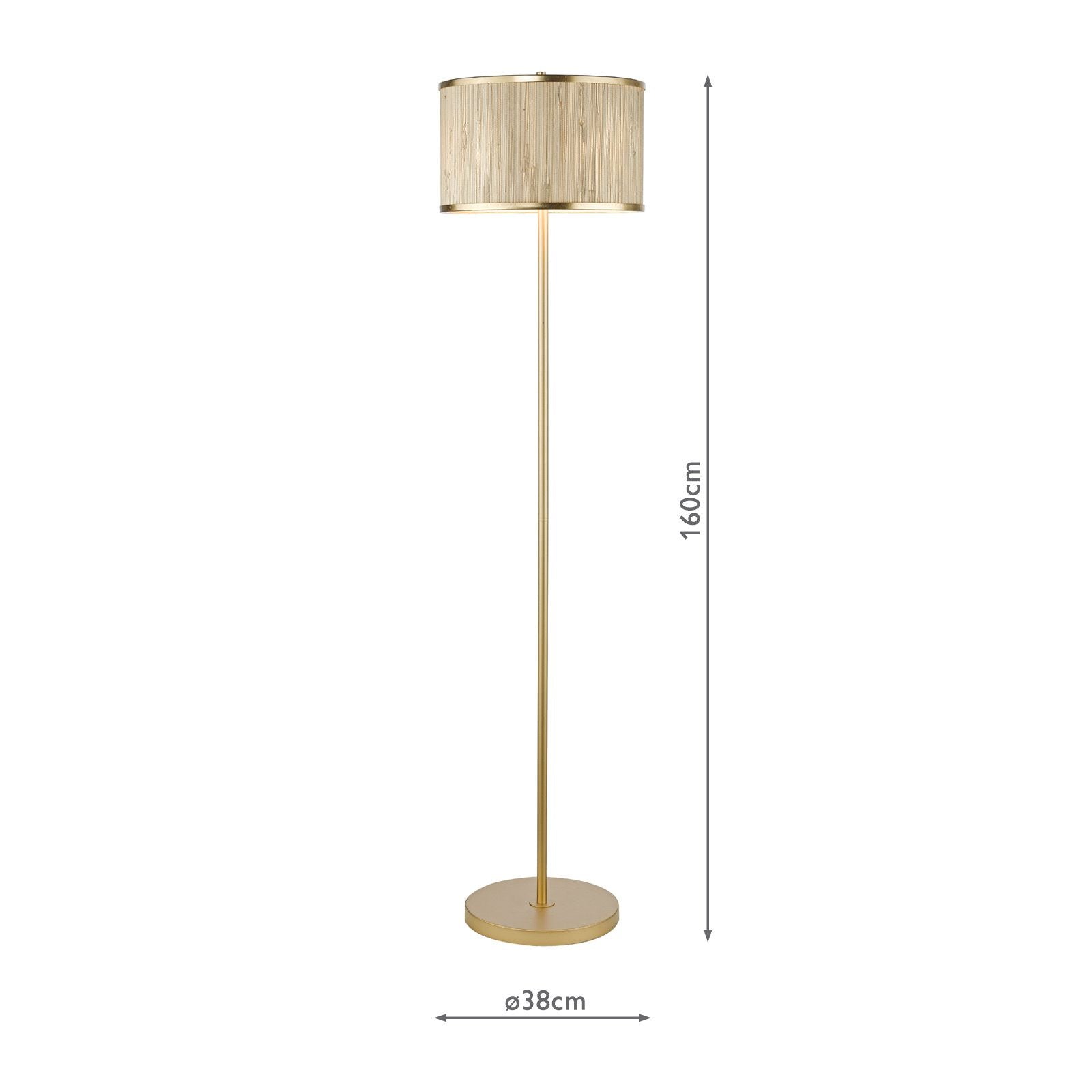 Fenella 3 Light Floor Lamp Gold Leaf and Seagrass E14